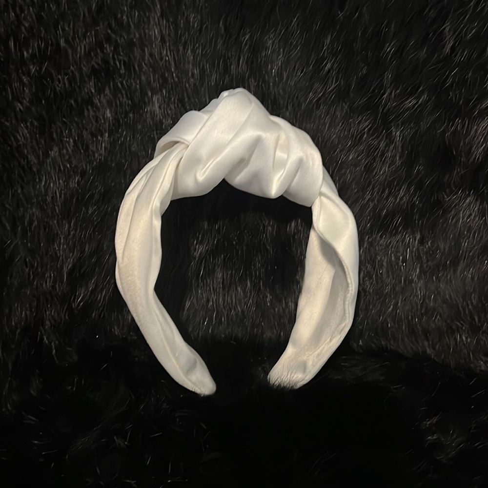 NWOT White Silk Top Knot Headband